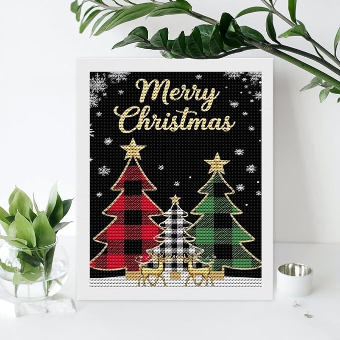 AIVKIEJK Diamond Painting Kits for Adults - Merry Christmas Tree Holiday Painting DIY 5D Full Drill Diamond Dots Paintings with Diamonds Gem Art and Crafts Home Decor 16"x20"