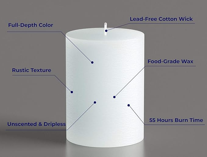Melt Candle Pillar Candles, 3 Pack - Unscented Candles for Home, Church, Weddings, & More - 3" x 4", White
