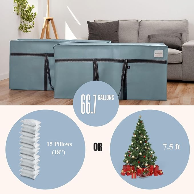 VENO 2 Pack Extra Large Moving Bags, Heavy Duty Storage, Moving Boxes, Large Storage Bins with Lids Alternative for College, Christmas Tree, Packing Supplies Essentials (Light Blue Matte, 2 Pack)