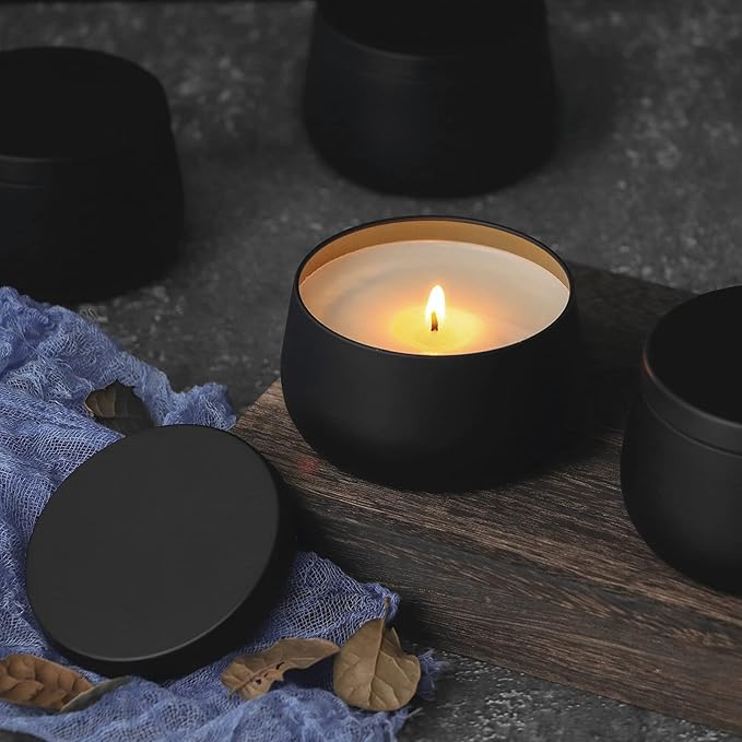 8oz Candle tins with lids,Black Candle Jars,Bulk Candle tins for Making Candles,Candle Making Jars(24PACK, Black)