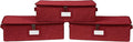 Covermates Keepsakes Zip-Top Storage Box Set, 3 Pack Heavy Duty Polyester Organizer Bins, Stackable Design, ID Window, Reinforced Handles, Closet Home Storage, Red Heather