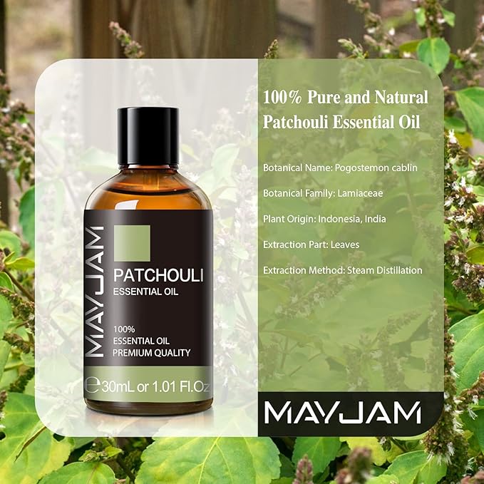 MAYJAM Patchouli Essential Oil, 1.01FL.OZ Essential Oils, Use with Diffuser, During Yoga, Massage, Bath, Patchouli Oil(30ml)