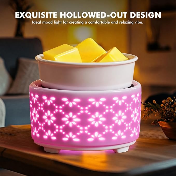 EQUSUPRO Ceramic Wax Warmer Candle Warmer- Wax Warmer for Scented Wax, Electric Wax Melt Warmer Fragrance Wax Melter Wax Burner for Home and Office Decor & Gifts (Aurora Petal Pattern)