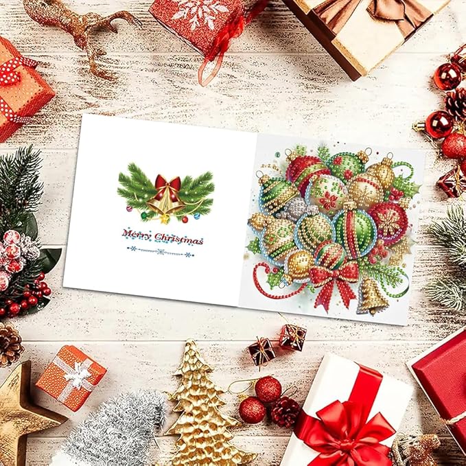 6PCS DIY Christmas Diamond Art Cards with Envelopes, Holiday Greeting Cards Kit for Adults, Festive Christmas Diamond Art Kits for Adults