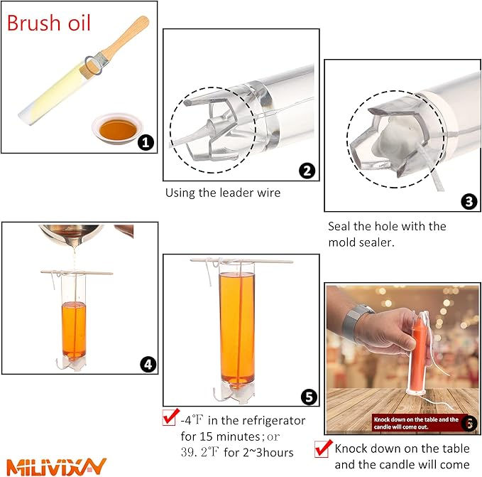 MILIVIXAY 3PCS Pillar Candle Molds for Candle Making with Candle Wicks Kit.