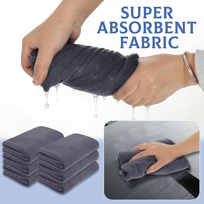 6 Pcs Extra Large Microfiber Cleaning Cloth Reusable Microfiber Towels Thick Washable Cleaning Towel for Home Office Windows Floors and Cars, 30 x 20 Inch(Grey)