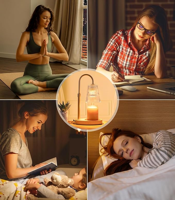 Vanranger Candle Warmer Lamp with Timer - Electric Dimmer and Adjustable Height for Small Jar Scented Wax Melts - Includes 2 Bulbs for Home Birthday