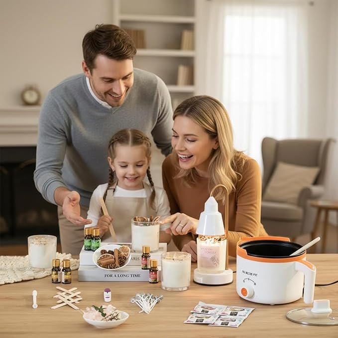 Candle Making Kit with Warmer Lamp & Wax Melter, Complete DIY Candle Making Kit for Adults & Beginners, Craft Your Signature Scent Style with All-In-One Supplies, Ideal for Home Relaxation, Gifting
