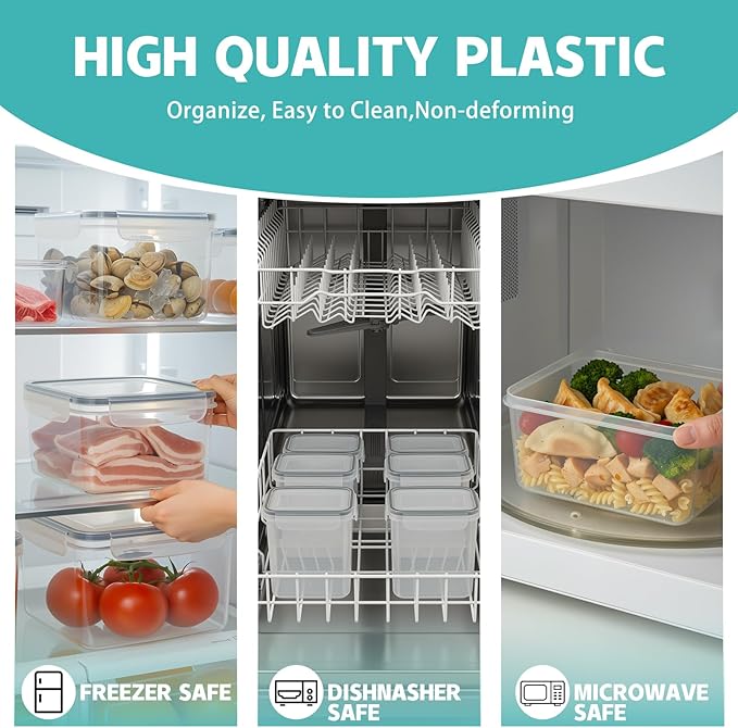 Airtight Food Storage Containers with Lids, 7 PCS BPA Free Kitchen Canisters for Spaghetti, Pasta, Dry Food, Flour and Sugar, Plastic Canisters for Pantry Organization and Storage
