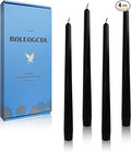 Dripless Unscented Black Taper Candles Smokeless Long Lasting Burn Elegant Tall 10 Inch Candlesticks for Home Décor Holiday Gift Dinner Party Formal Events