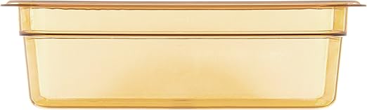 Carlisle FoodService Products Storplus High Heat Food Pan, Chafing Pan with Spoonable Corners for Catering, Buffets, Restaurants, High Heat Plastic, 1/3 Size 4 Inches Deep, Amber