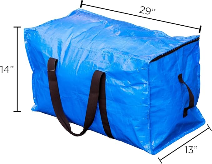 Blue Moving Bags Heavy Duty Extra Large Storage Bags with Zipper and Handles, Moving Supplies Moving Storage Bags, 23 Gallon Capacity, 10 Pack