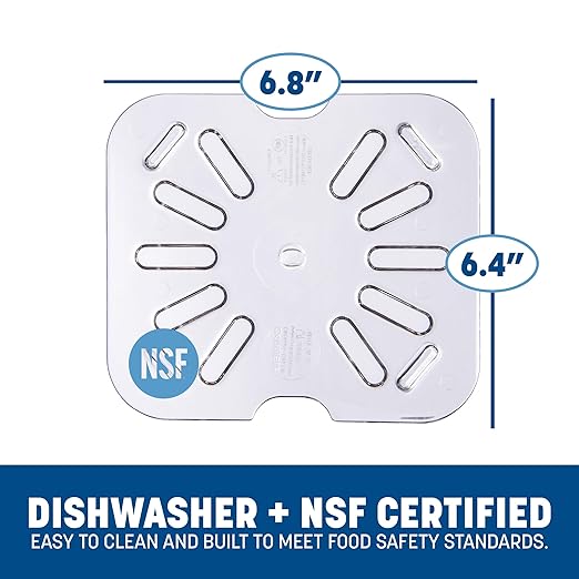 Carlisle FoodService Products Storplus Food Pan Drain Shelf Drain Tray for Kitchens, Restaurants, and Hotels, Polycarbonate, 1/6 Size, Clear