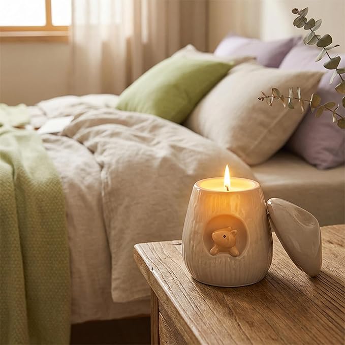 3D Mushroom House Squirrel Silicone Mold, Lidded Candle Holder Storage Jar Mold for DIY Candle, Plaster Ornament, Cute Home Decor & Easter Gift Making