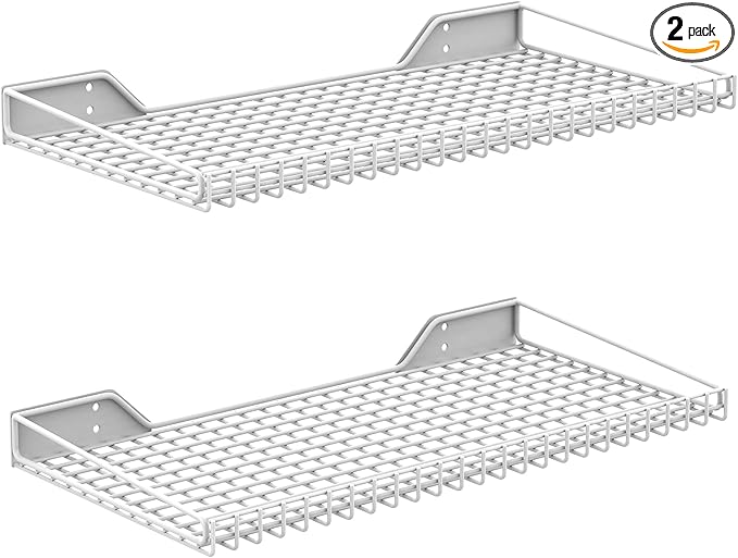 WALMANN 2 Pack Garage Wall Shelf, 23.5" x 12" Wall-Mounted Storage Shelves for Garage, Closet, Laundry Room, Heavy Duty Floating Shelving, Holds Up to 65 lbs(White)