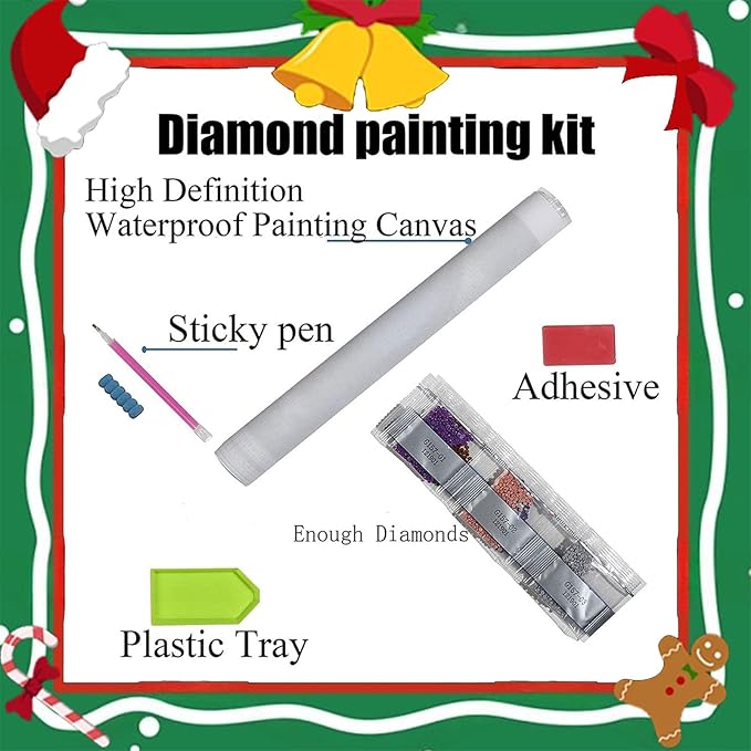 cviokrdu Christmas Diamond Art Kits for Adults, Gnome Diamond Painting Kits for Adults, Christmas Round 5D Gem Painting Kit Arts for DIY Crafts Gift Home Wall Decor 14x14inch