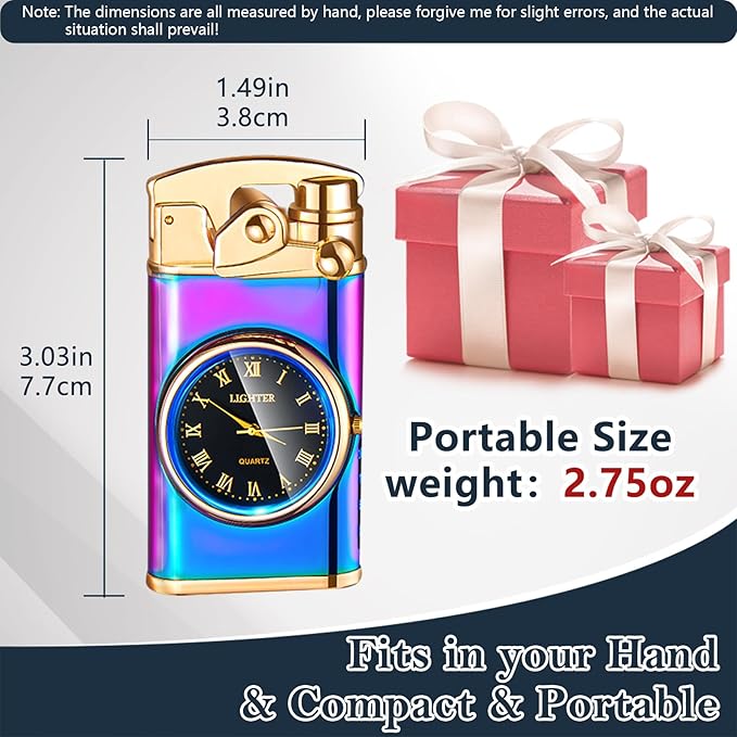 Electric Lighter USB Rechargeable Lighter, Windproof Dual Arc Plasma Lighters, Flameless Electronic Cool Lighters with LED Battery Indication for Men (Magic Clock)