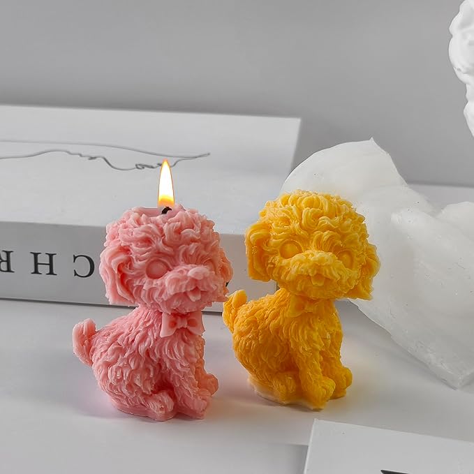 Dog Cylinder Candle & Resin Mold - Resin Casting Silicone Molds for Home Decor & Candle Making Wave Spiral Mold