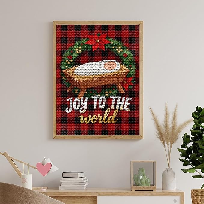 AIVKIEJK Diamond Painting Kits for Adults - Faith Christmas World Joy Painting DIY 5D Full Drill Diamond Dots Paintings with Diamonds Gem Art and Crafts Home Decor 12"x16"