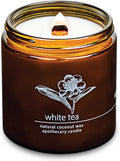 Hemlock Park Crackling Wood Wick Candle Handcrafted with Natural Coconut Wax (Large 16 oz, White Tea)