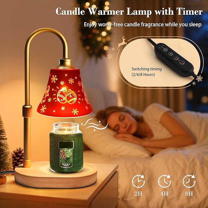 Candle Warmer Lamp with Timer Dimmer：Christmas Decorations Indoor, Birthday Gifts for Women Mom, Vintage Wax Melt Warmer for Jar Candles, Warming Gifts for Office, Dorm, Apartment & New Home Decor