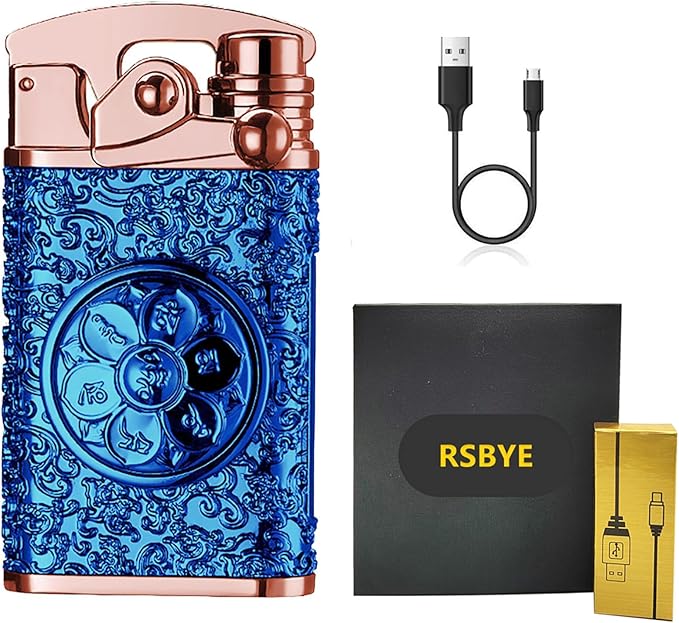 Plasma Lighter Rechargeable, Electric Lighter USB, Windproof Dual Arc Lighters, Pocket Cool Lighters with LED Battery Indication for Men and Women (Blue)