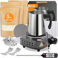 BBAXI Candle Making Kit with Hot Plate for Adults,Candle Wax Melter for Melting,Including Pouring Pot, Hot Plate,5lb Soy Wax,Stain Spoon,Cotton Wicks,Center Devices,Wick,Thermometer.