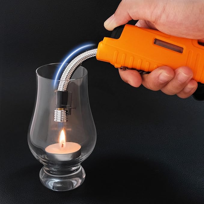 Laffizz 2 Pack Torch Lighter for Outdoor Refillable Butane Jet Flame Lighters Long Wand Torch Lighters for Camping Hiking Adventure Survival Tactical Gear Candle Grill BBQ (Without Gas)