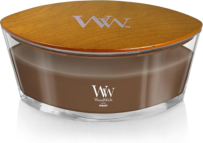 WoodWick Humidor Gifts for Women and Men, 16 oz Ellipse Candle with Crackling Wick