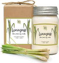 Aira Soy Candles - Organic, Kosher, Vegan, in Mason Jar w/Therapeutic Grade Essential Oil Blends - Hand-Poured 100% Soy Candle Wax - Paraffin Free, Burns 110+ Hours - Lemongrass - 16 Ounces