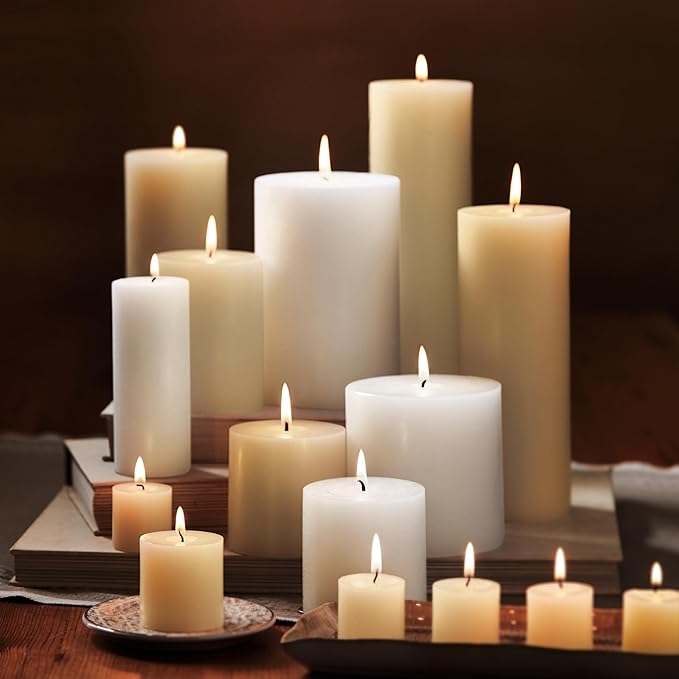 tag Chapel 2X5 Ivory Pillar Paraffin Wax Candle Unscented Drip-Free Long Burning 32 Hours for Home Decor Wedding Parties 2x5 Ivory