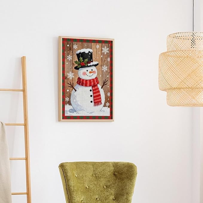 AIVKIEJK Diamond Painting Kits for Adults - Festive Snowman Red Scarf Painting DIY 5D Full Drill Diamond Dots Paintings with Diamonds Gem Art and Crafts Home Decor 12"x16"