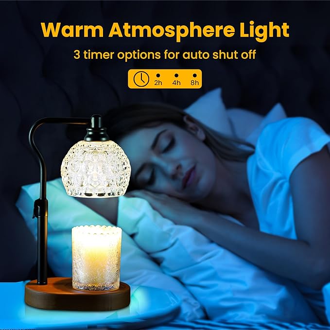 Candle Warmer Lamp with Timer - 6.8'' Dimmable Candle Lamp Warmer, Christmas Birthday Gift for Women & House Warming with Flameless Fragrance, Room Decor Black Lamp Warmer for Mom Gifts