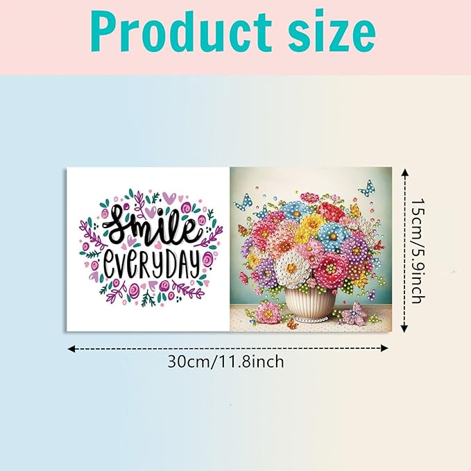DoxQcs 5D Diamond Art Painting Greeting Cards Kit, DIY Cards for Blessings Congratulations Gifts, Greeting Card Set for Birthday Thanksgiving Day Christmas Halloween-Bouquet-2