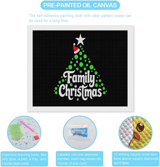 AIVKIEJK Diamond Painting Kits for Adults - Cute Family Christmas Painting DIY 5D Full Drill Diamond Dots Paintings with Diamonds Gem Art and Crafts Home Decor 16"x20"