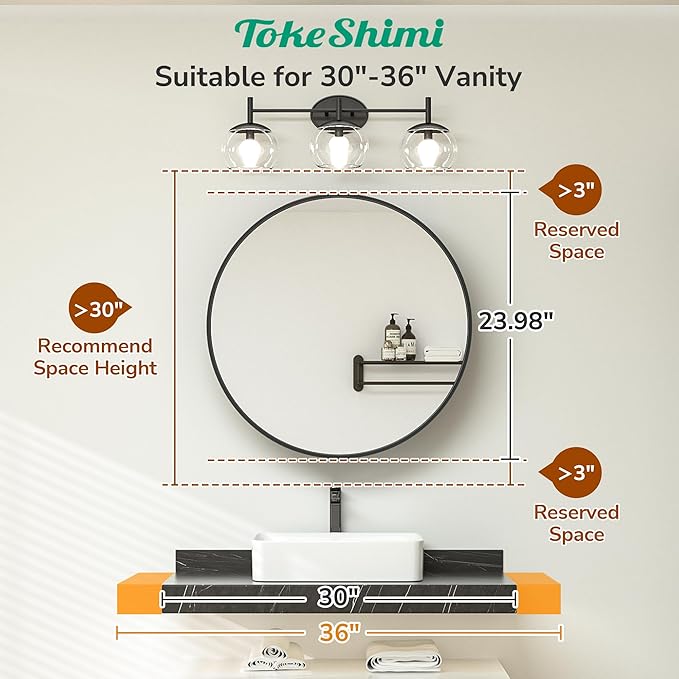 TokeShimi 24x24 Gold Round Medicine Cabinet with Mirror, Round White Medicine Cabinet with Detachable Shelves, Shatterproof, Surface Mount Only