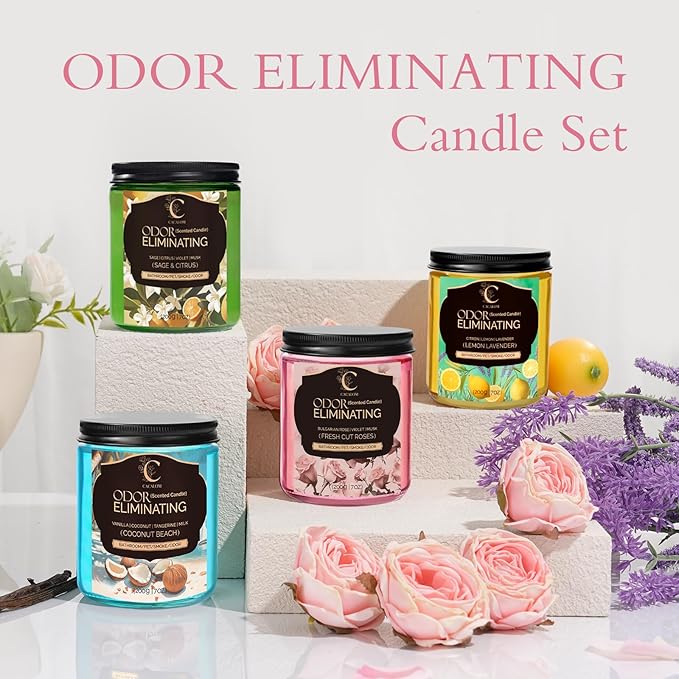 Sage Citrus Lemon Odor Eliminating Candles, Pet Scented Candles for Home, Single Wick Soy Candle Gifts for Women, Men, Ideal for Creating Relaxing Atmosphere, Over 50 Hours of Burn Time