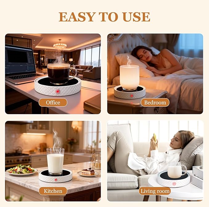 Candle Warmer Plate,with Timer Auto Shut Off Ceramic Electric Large Candle Wax Melt Warmer for Jar Candles, Mug Warmer Heater for Coffee Cup Beverage Milk Tea for Home Office(White)