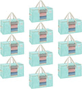 VENO 10 Pack Heavy Duty Moving Bags, Clothes and Comforter Storage Bags with Clear Window, College Dorm Essentials Packing Supplies, Foldable Boxes Alternative (Evergreen, 10 Pack)