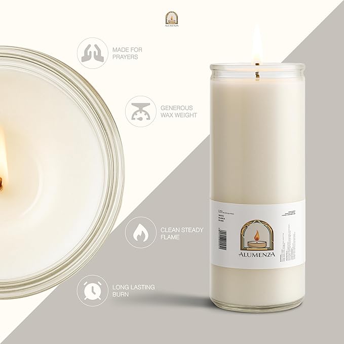 Bulk 3 Pack White 7 Day Candles in Glass Jar – Paraffin Wax, Clean Burning Unscented | Large & Tall Devotional Prayer Pillar Candles for Home, Memorial, Spells, Long Lasting