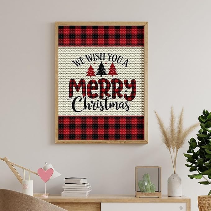 AIVKIEJK Diamond Painting Kits for Adults - Merry Christmas Welcome Painting DIY 5D Full Drill Diamond Dots Paintings with Diamonds Gem Art and Crafts Home Decor 12"x16"