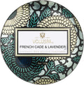 Voluspa French Cade Lavender, Mini Tin Candle, 4 oz, 25 Hour Burn Time, Coconut Wax for Clean Burning, Handcrafted in The USA