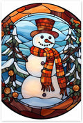 GUAIEUW Winter Stained Glass Snowman Diamond Painting Kits 5D Full Round Diamond Painting Art, Season Theme Canvas HD Picture DIY Diamond Dot Painting, Home Wall Decor Gift 18x24 Inch