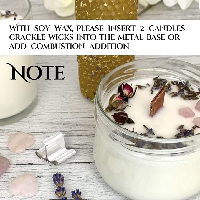 50PCS Wicks Wooden Set for Candles – 25PCS Candle Wicks with 25PCS Metal Base for Candlescience DIY Supplies