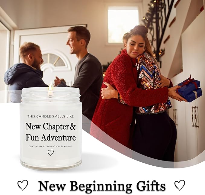 New Beginnings Gifts for Women & Men - New Job, Going Away & Divorce Gifts - Lavender Scented Candle