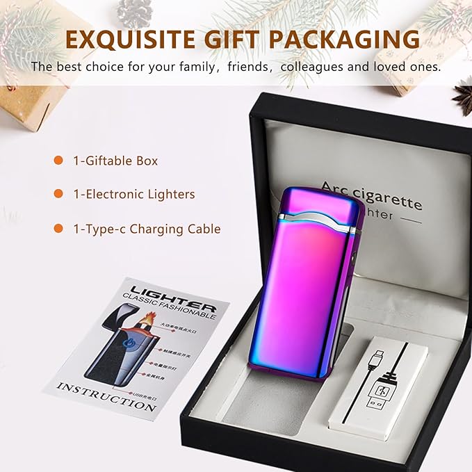SKRFIRE Rechargeable Plasma Arc Lighter – Windproof Electric Lighter with Upgraded Dual Arc, Digital Battery Display & Touch Ignition for Outdoor, Candle & BBQ Use (Color Ice)