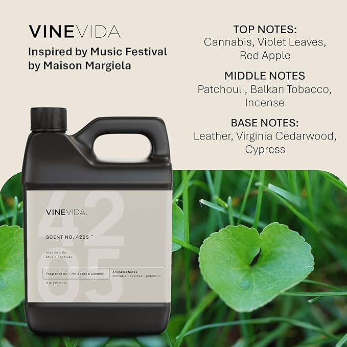 VINEVIDA [32 Oz] Scent NO. 4205 Inspired by Music Festival | Premium Fragrance Oil for Candle Making & Soap Making | Candle Scents for Soy Wax | Scented Oils for Car Freshies & Bath Products