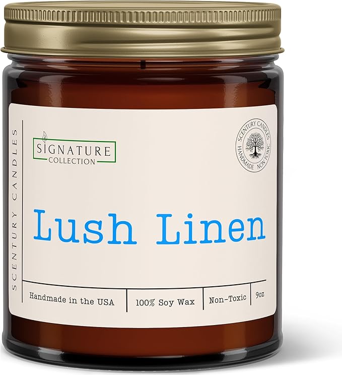 Lush Linen Scented Candle, Many Scents to Choose from, All Natural Non-Toxic Soy Wax, Handmade in The USA(Lush Linen)