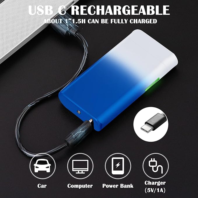 Plasma Lighter Rechargeable USB C Electric Torch Lighter Big Arc Electric Lighters Dual Flame Cool Lighters with Upgrade Battery Safety Switch for Candles, Fireworks, Incense (BlueWhite)