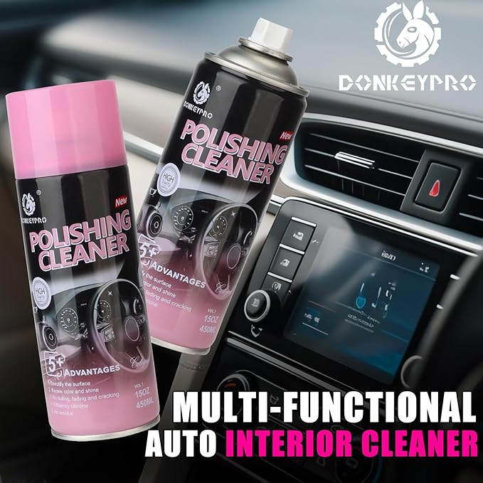 DONKEYPRO Car Interior Cleaner, Polishing Cleaner Detailer Spray for Vehicle Detailing, 450ml Aerosol 15 fl oz with Iron Can (1-Pack)